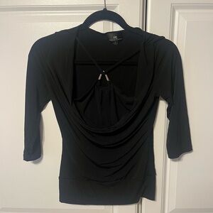 Byer California Black Drape Neck Blouse size S